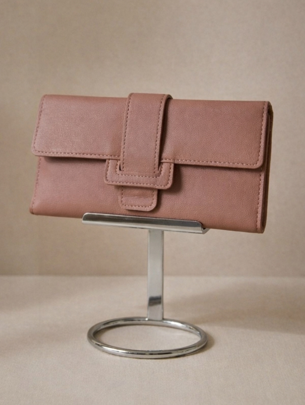 Minimalist Trifold Long Wallet - Dusty Rose Women’s Slim Clean Girl
